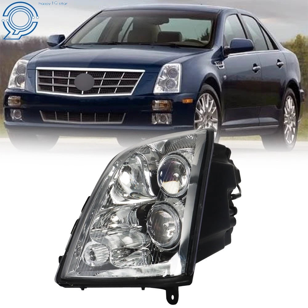 Headlight for Cadillac STS (2005–2011) Halogen Black Housing Clear Lens Left