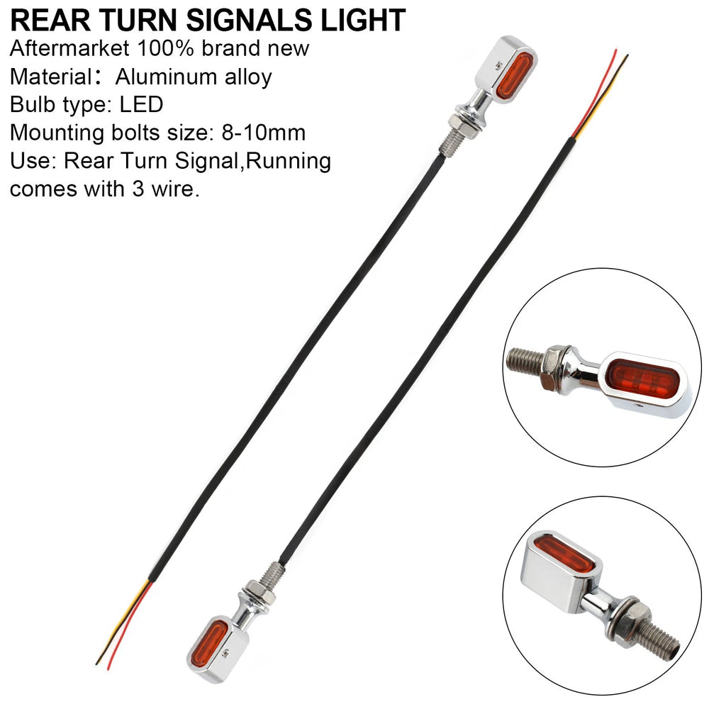 LED Rear Mini Turn Signal Indicator for Harley Sportster Touring Dyna (–) Chrome Amber