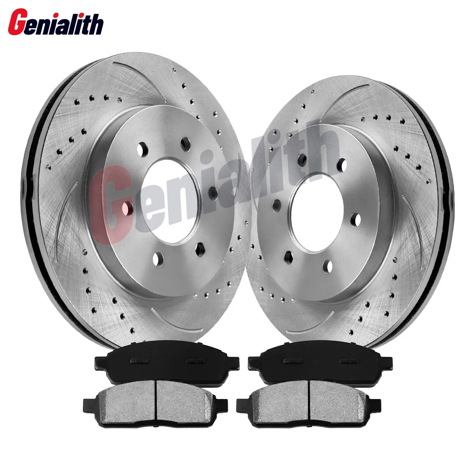 Set of 2 Front Drilled Slotted Rotors & Ceramic Brake Pads for Ford F-150 (2009)