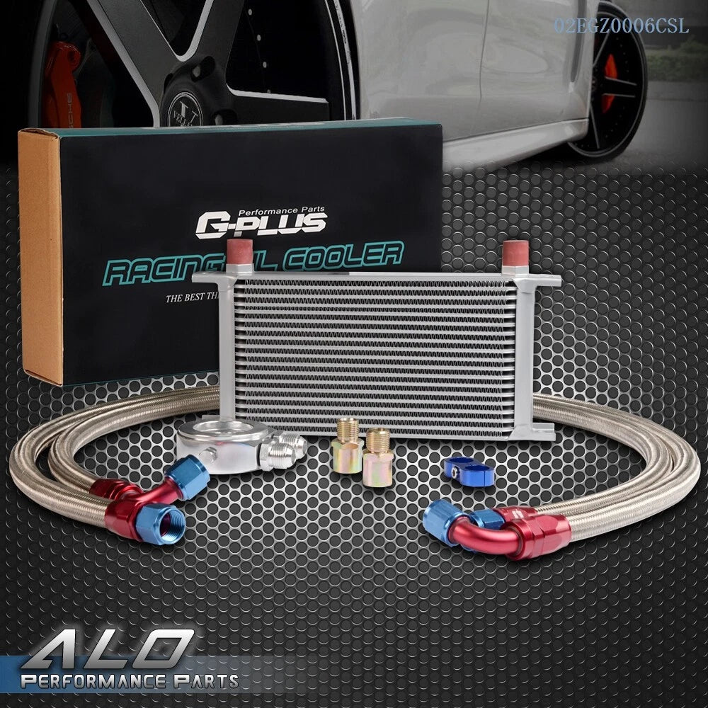 19 Row Aluminum Transmission Engine Oil Cooler for Universal Fit