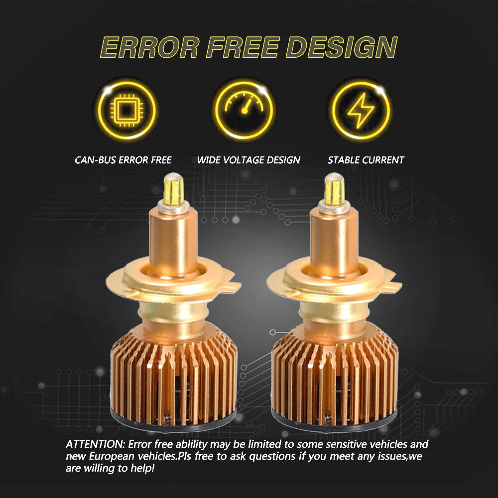 2X H7 SMD LED Headlight Bulbs for Conversion Kit (6000K)