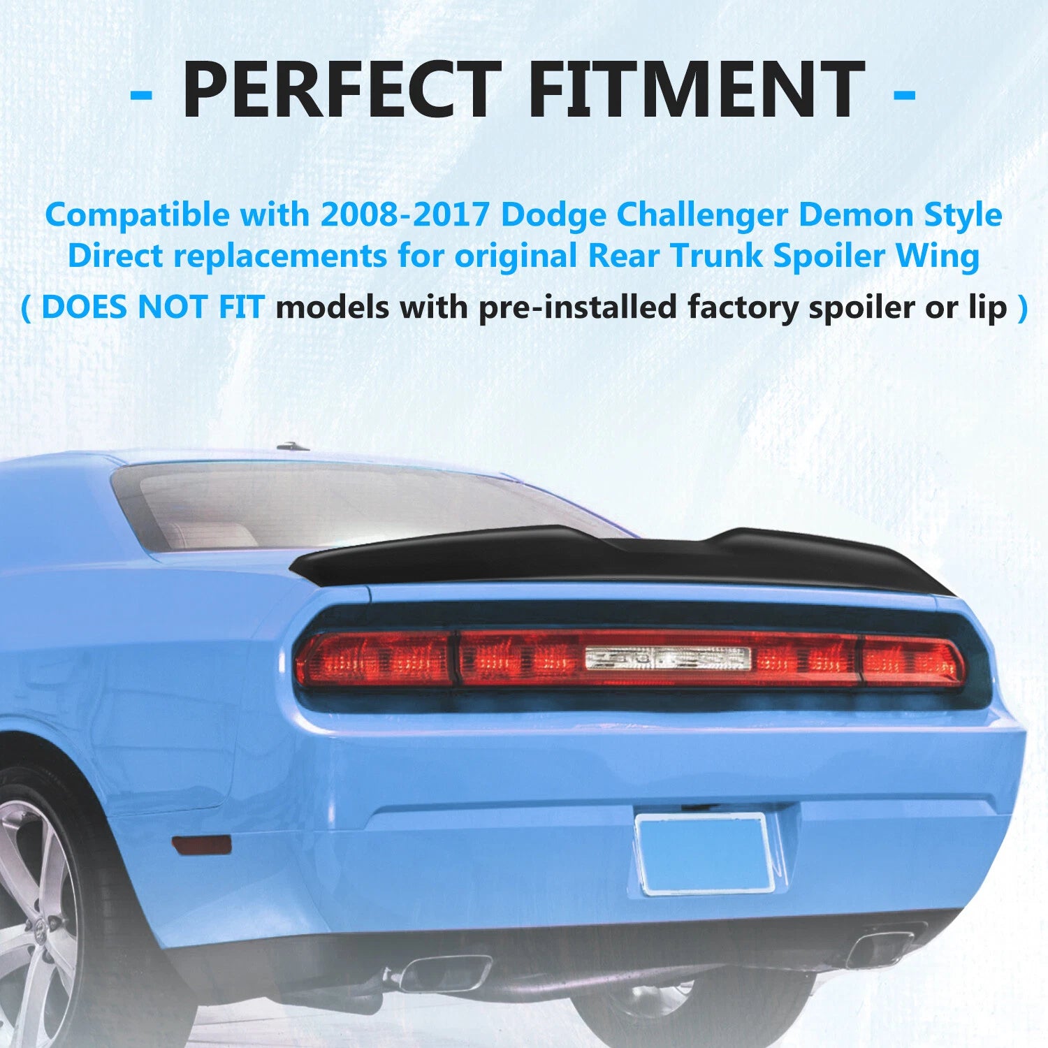 Dodge Challenger Rear Trunk Spoiler Wing Matte Black (2008-2017)