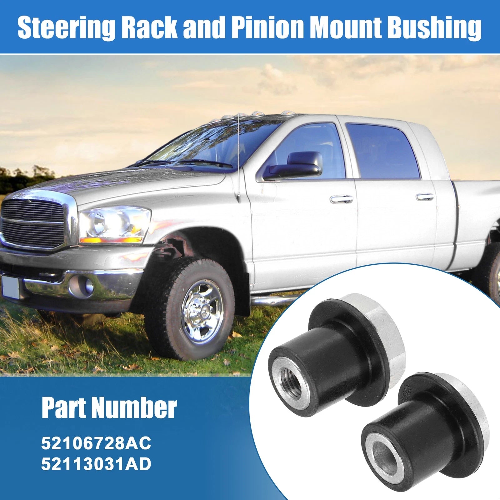 Set of 4 Steering Rack and Pinion Mount Bushings NO. 52106728AC for Dodge Ram