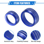 3 Pcs AC Audio Tune Switch Knob Ring Cover for Dodge Dart (2012–2018) Blue