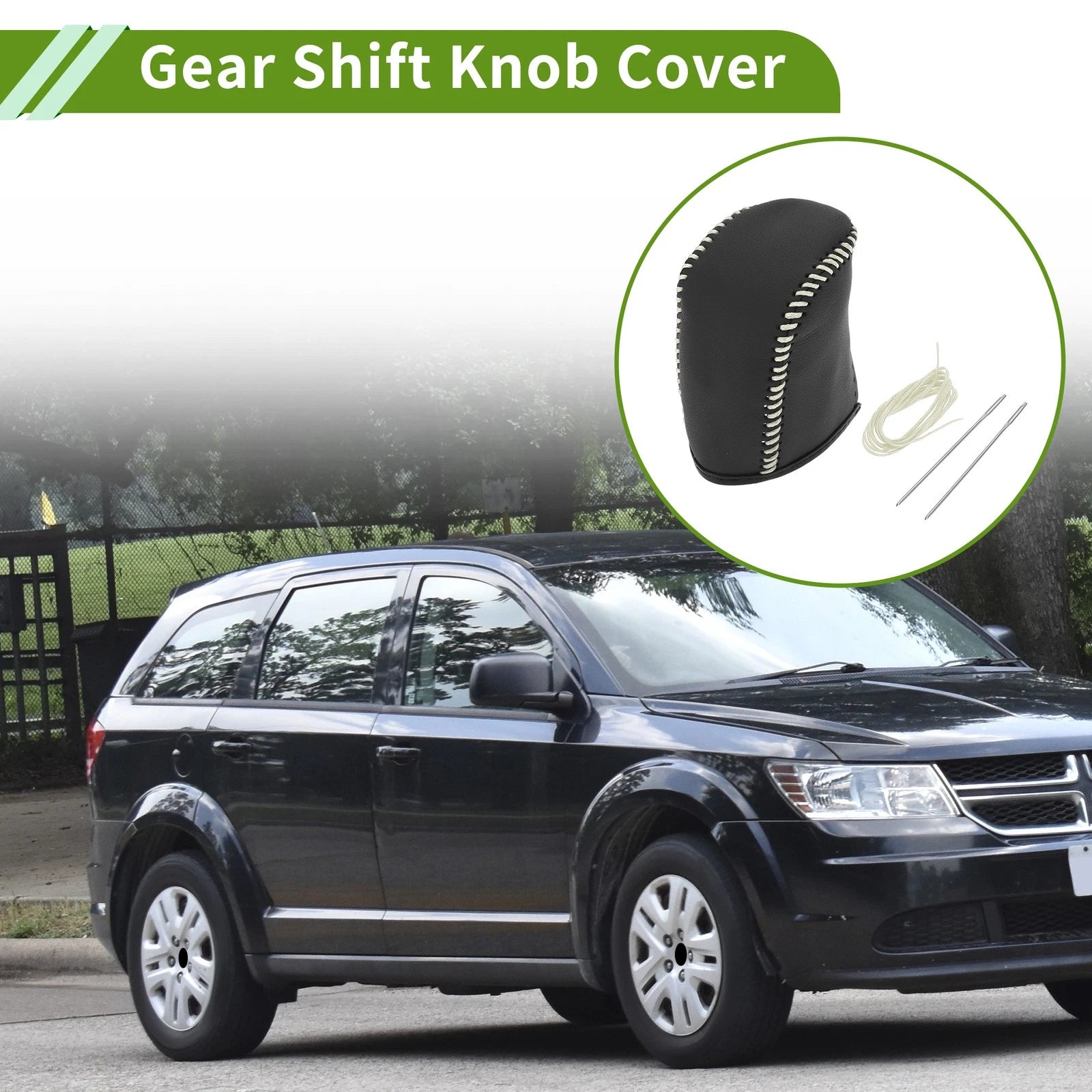 1 Pc Gear Shift Knob Cover for Dodge Journey (2011–2020) Beige Faux Leather