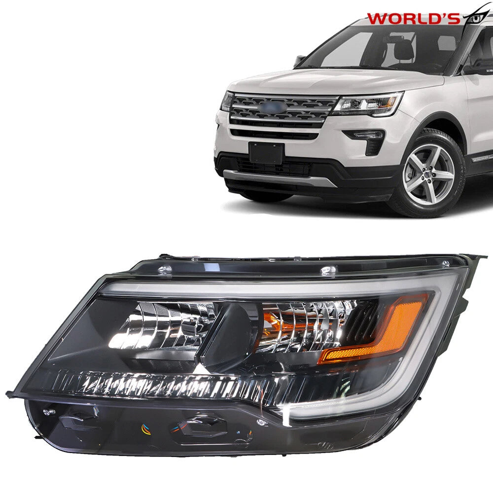 Halogen LED DRL Headlights for Ford Explorer Sport (2016–2018) Black Housing