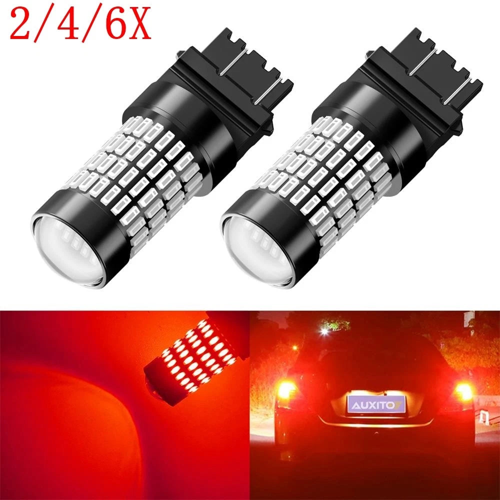 2X 3157 LED Pure Red Brake Tail Stop Light Bulbs for