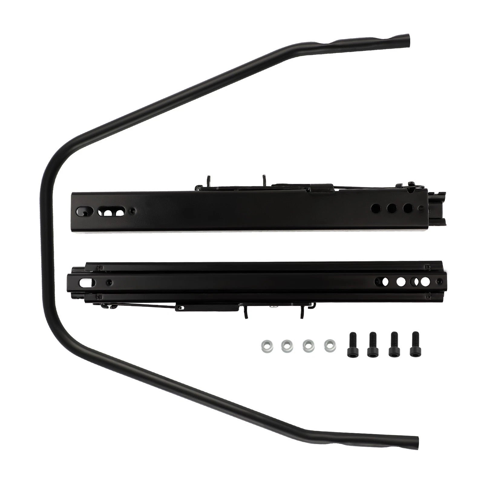 1PC Universal Racing Dual Seat Slider Locking Base Brackets Buckets Kit Black