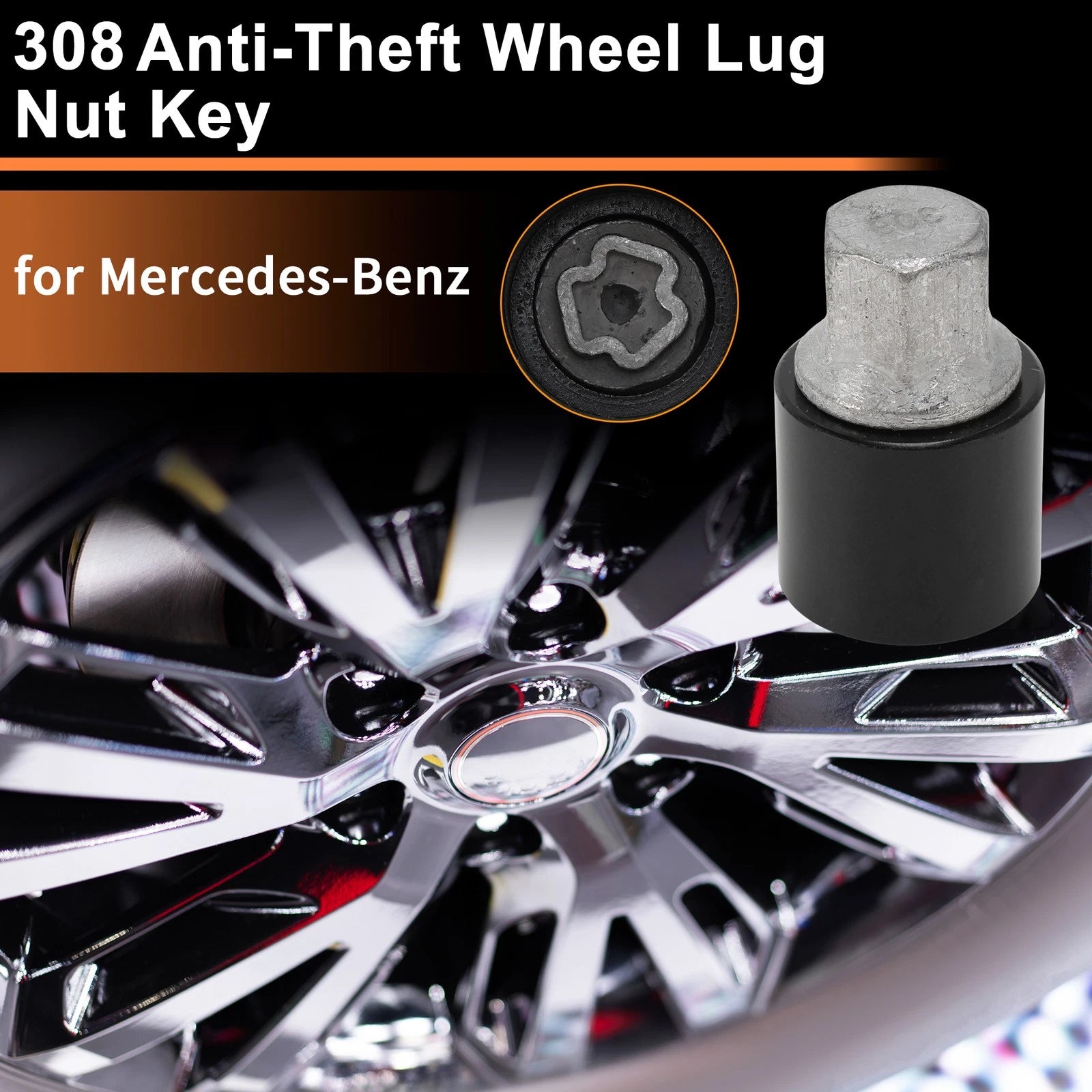 Wheel Lock Lug Nut for Mercedes-Benz (Locking Nut Key Socket Removal Tool)