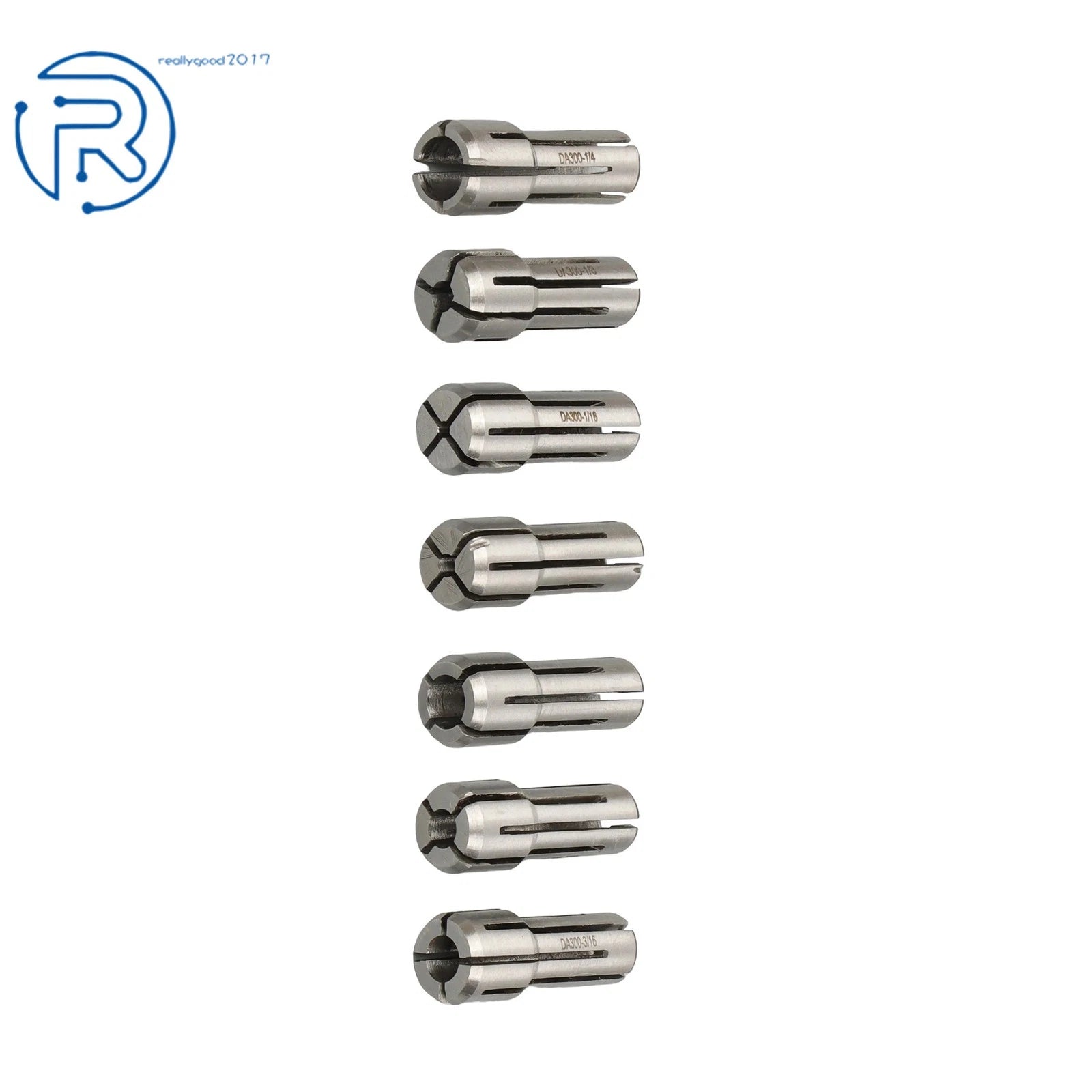 7 Piece DA300 Precision Double Angle Collet Set for CNC Chuck (1/16" - 1/4")