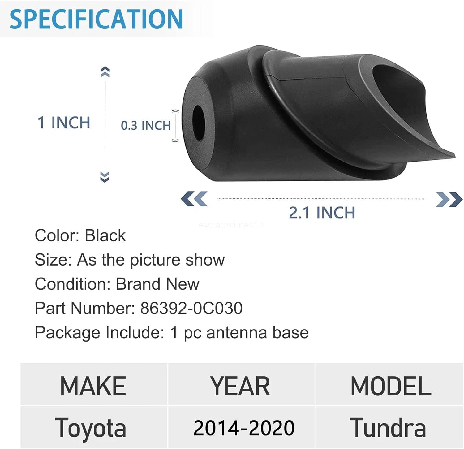 Rubber Radio Antenna Base Grommet for Toyota Tundra (2014–2020) 86392-0C030