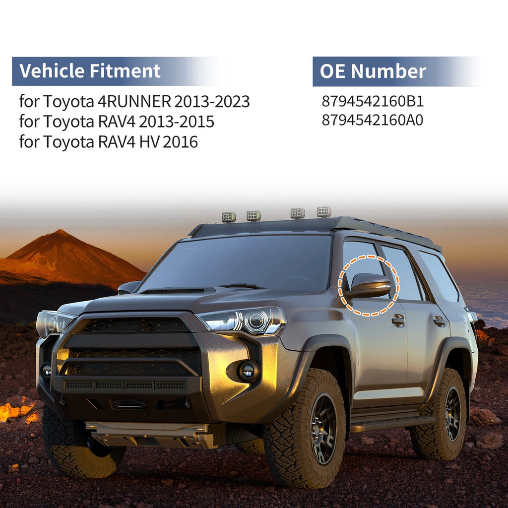 Left Side Mirror Cover Cap for Toyota 4Runner (2010–2023) Gloss Black