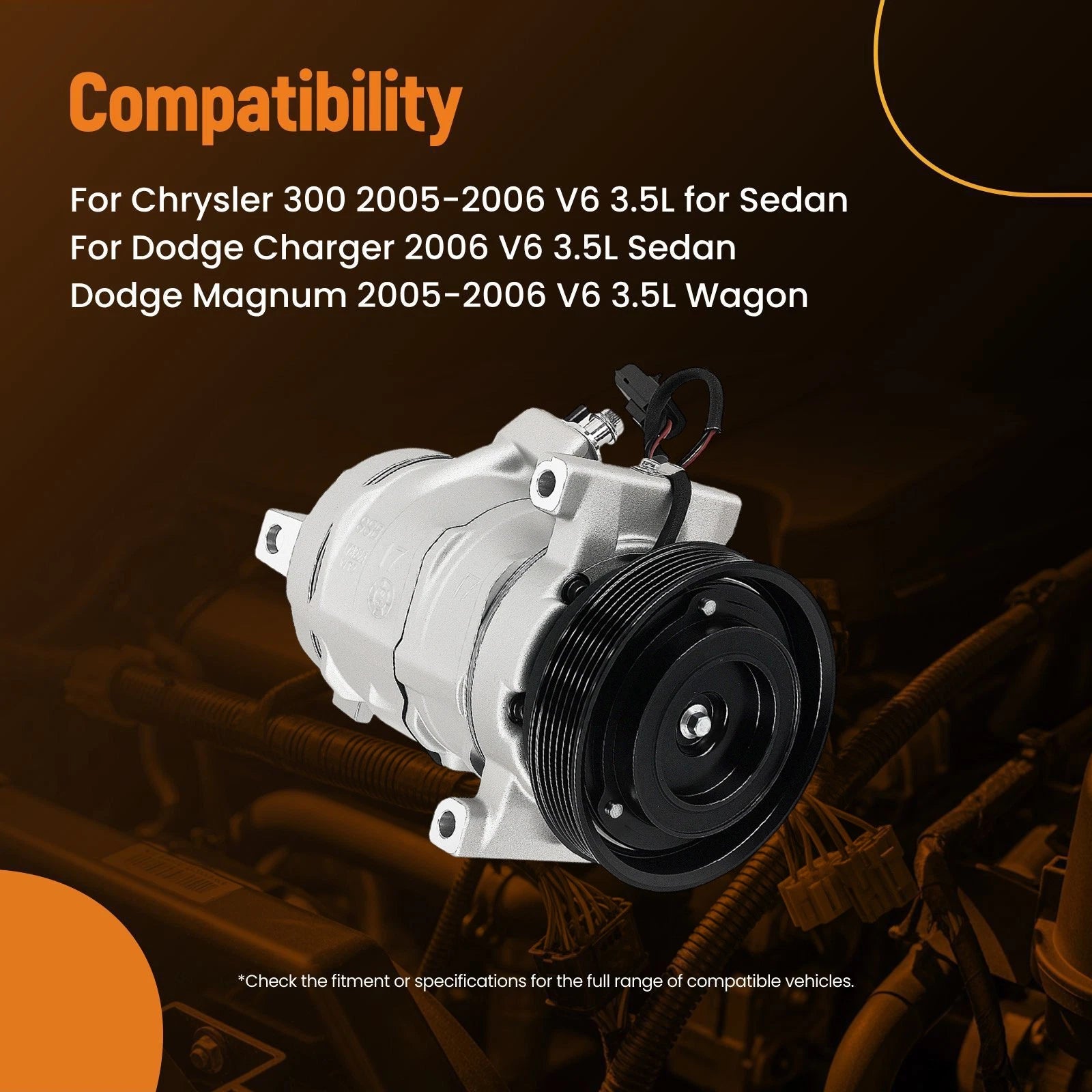 A/C Compressor with Clutch for Chrysler 300 Sedan (2005-2006)