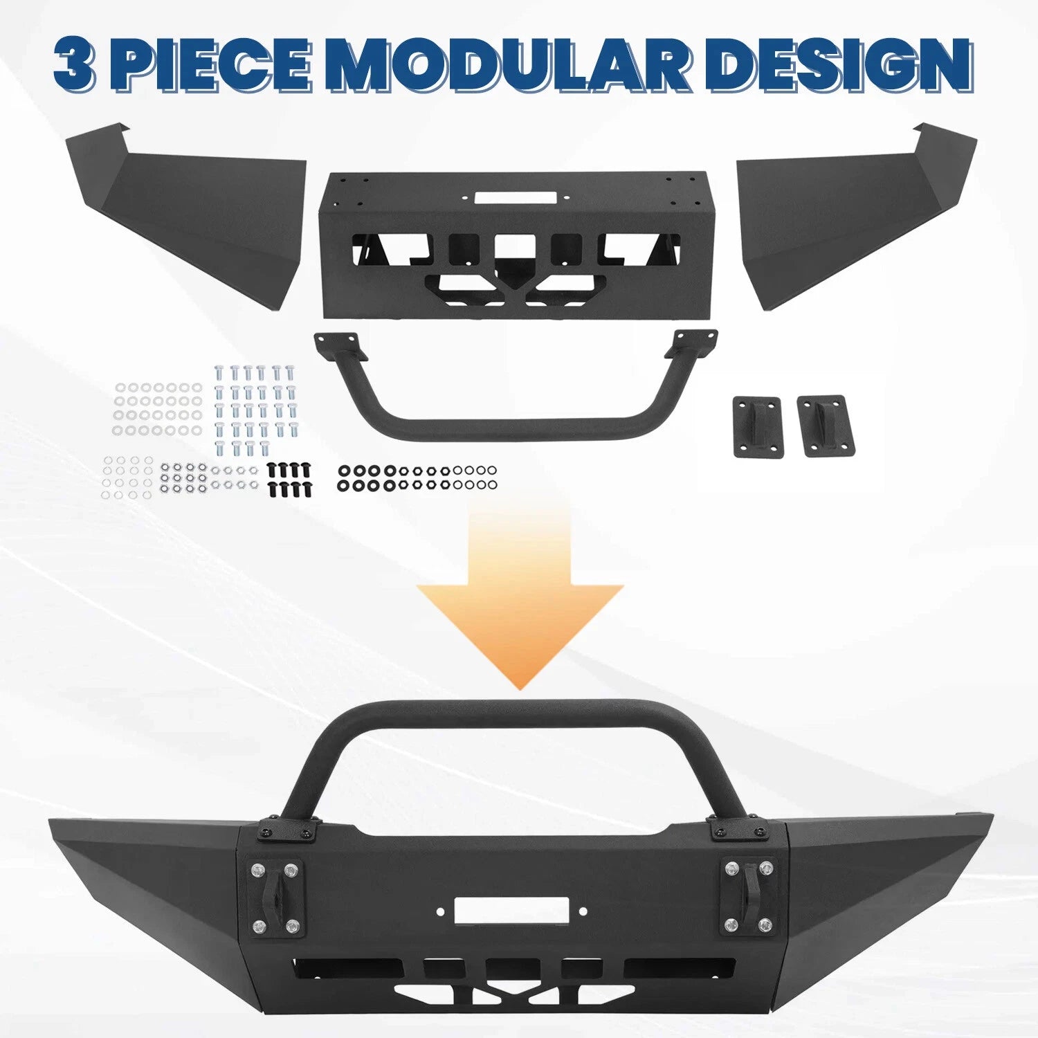 Steel Front Bumper Assembly with Bull Bar for Dodge Ram 1500 (1994–2001)