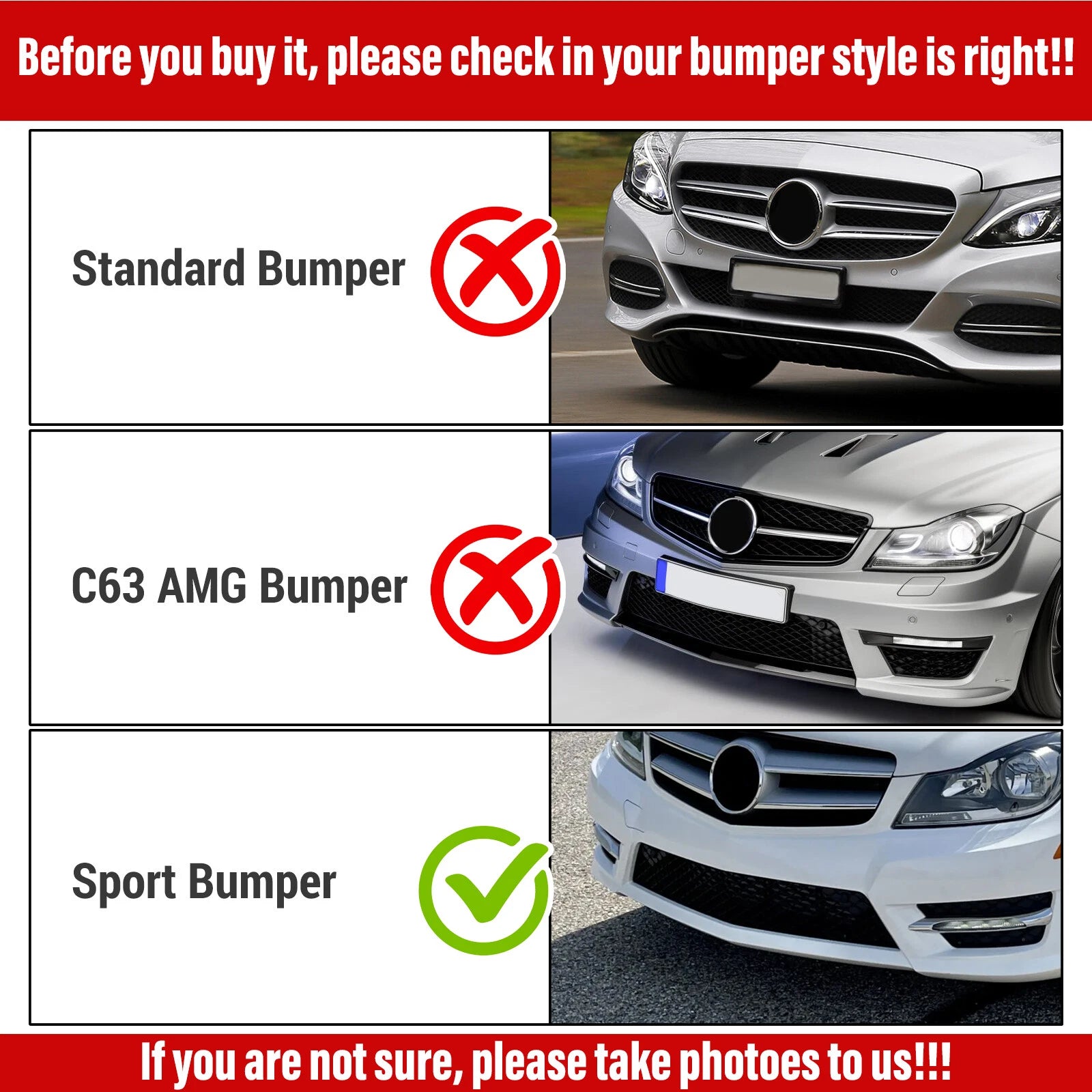 Gloss Black Front Bumper Lip Splitter for Mercedes Benz C-Class W204 (2008–2014)