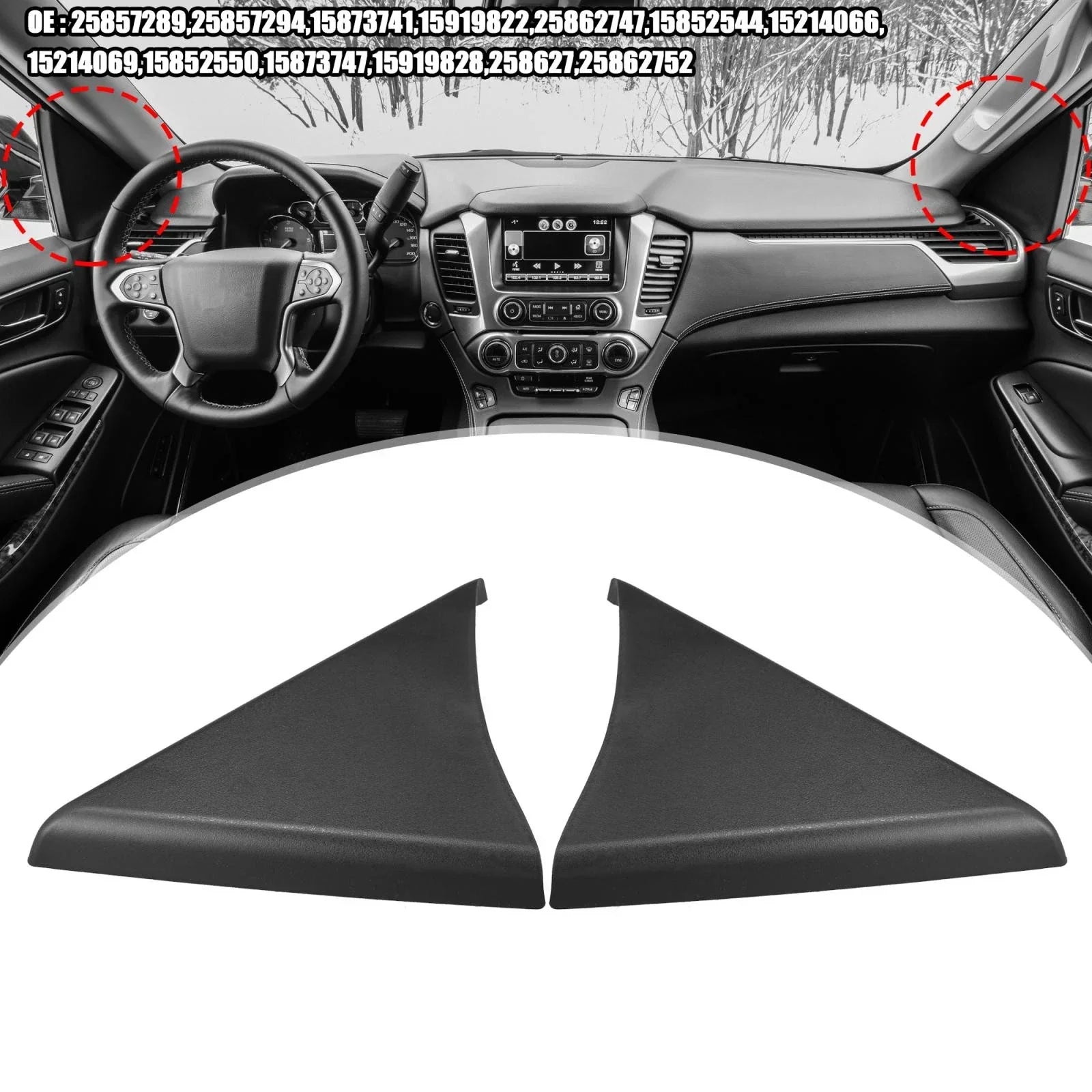 2 x Front Door Upper Trim Panels for Chevy Silverado & GMC Sierra