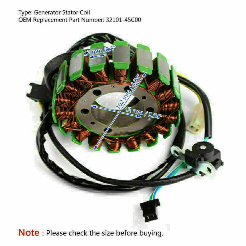 Generator Stator Coil for Suzuki VS800 Intruder 800 (1998–2009) 32101-45C00 T9
