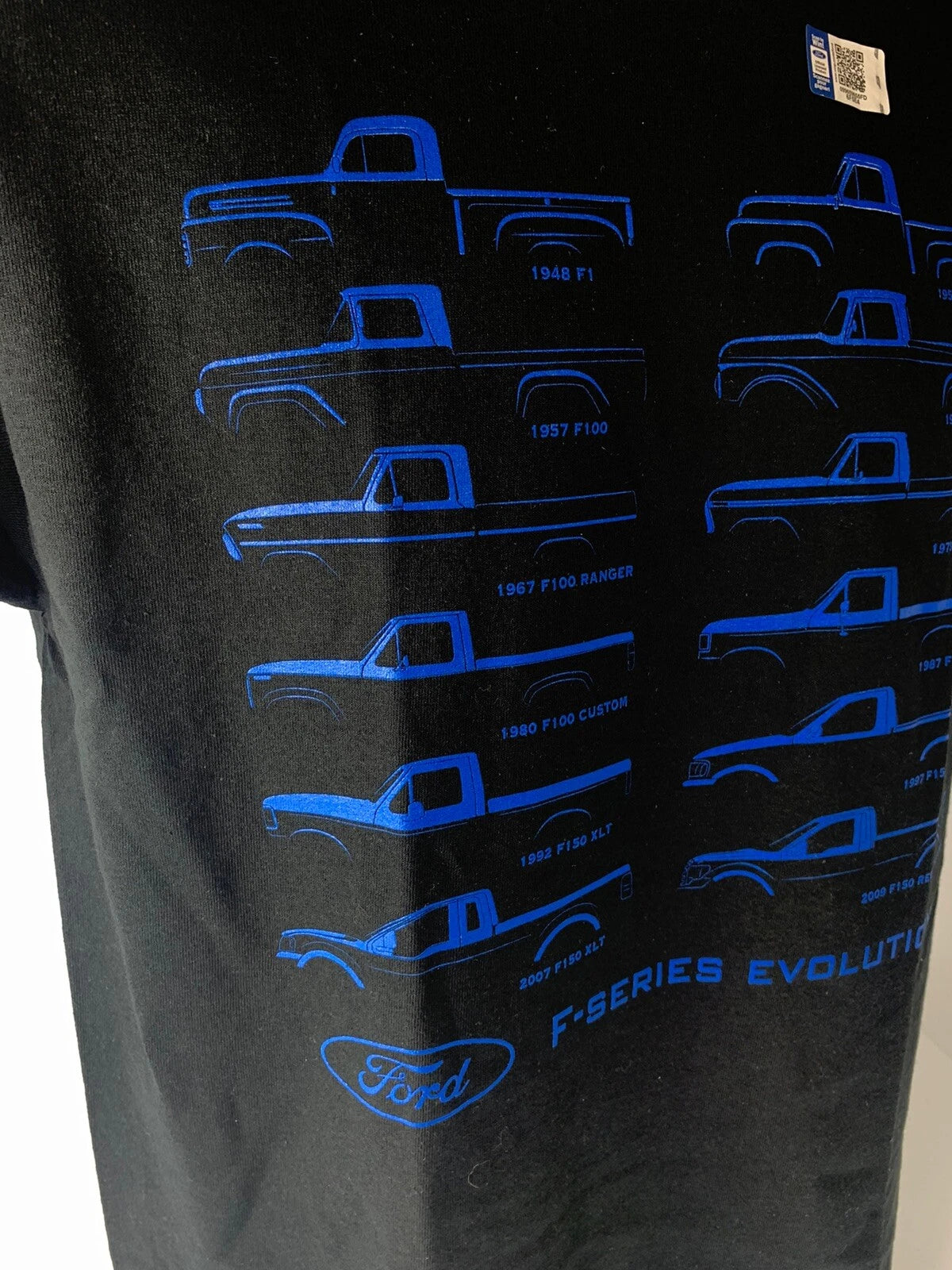 Ford F-100 Evolution T-Shirt Black with Blue Design for Ford Trucks (1948–1949)