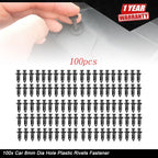 Set of 100 Plastic Rivets for Car Fender Bumper Clips (Universal)