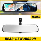 10" Black Rear View Mirror Interior Replacement for Universal (Fits All Models)