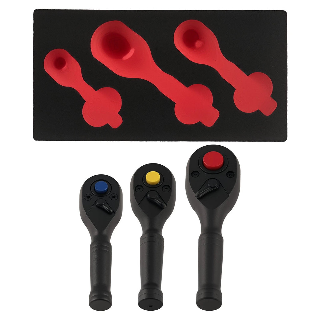3pc Ratchet Tool Kit Set 1/4 3/8 1/2 Drive 72T Quick Release
