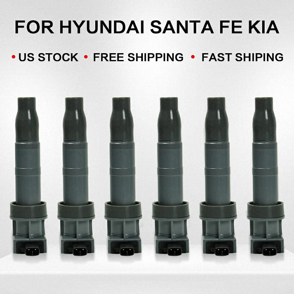 Set of 6 Ignition Coils & Spark Plugs for Hyundai Santa Fe, Kia Sorento, Sedona (UF546)