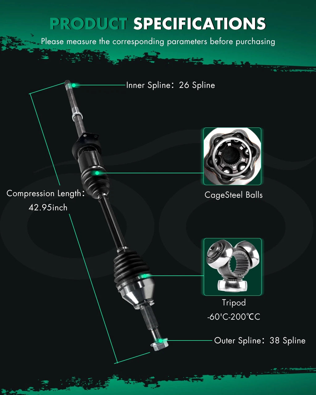 Front Right CV Axle for Ford Explorer 2011–2012 (3.5L, AWD)