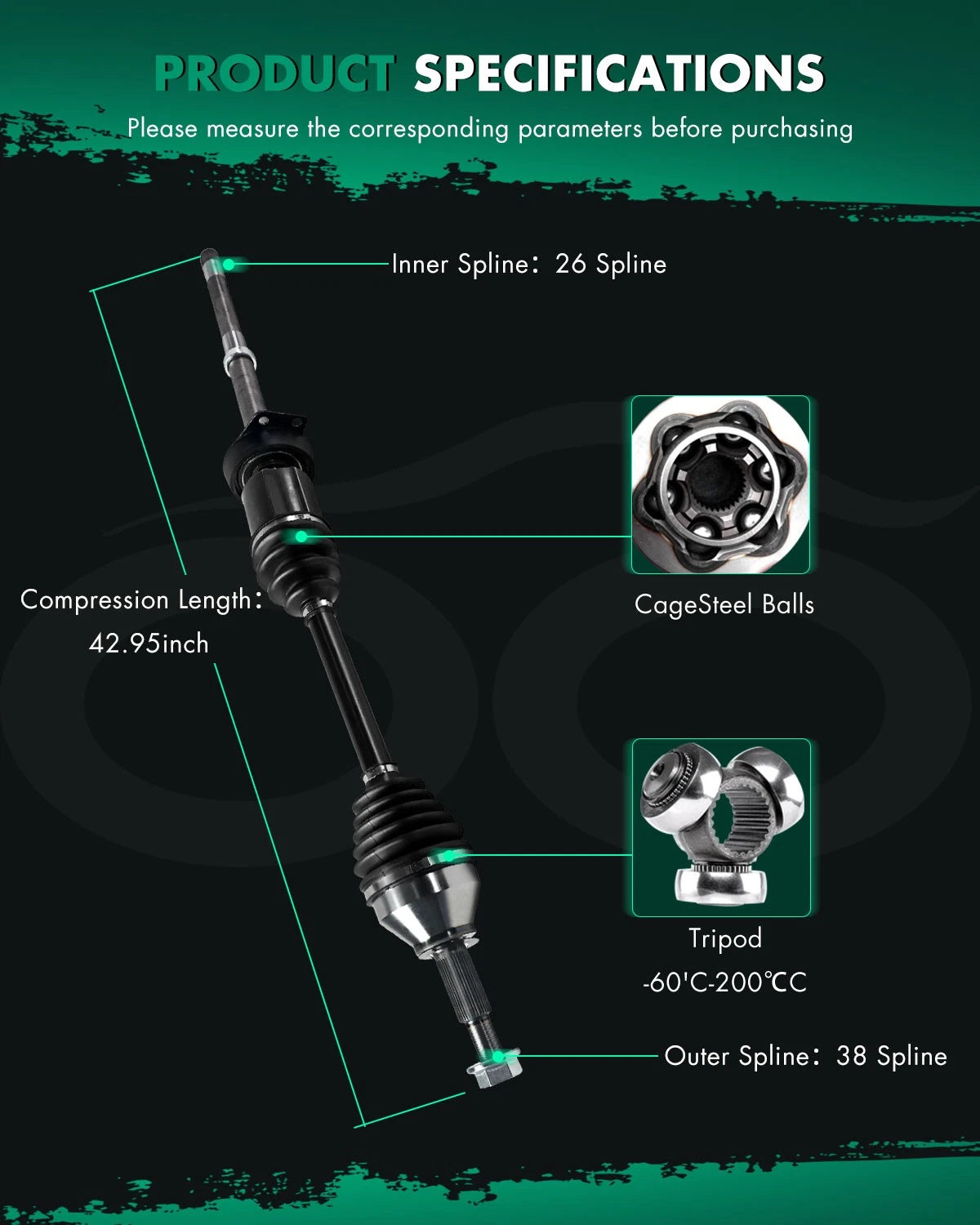 Front Right CV Axle for Ford Explorer 2011–2012 (3.5L, AWD)
