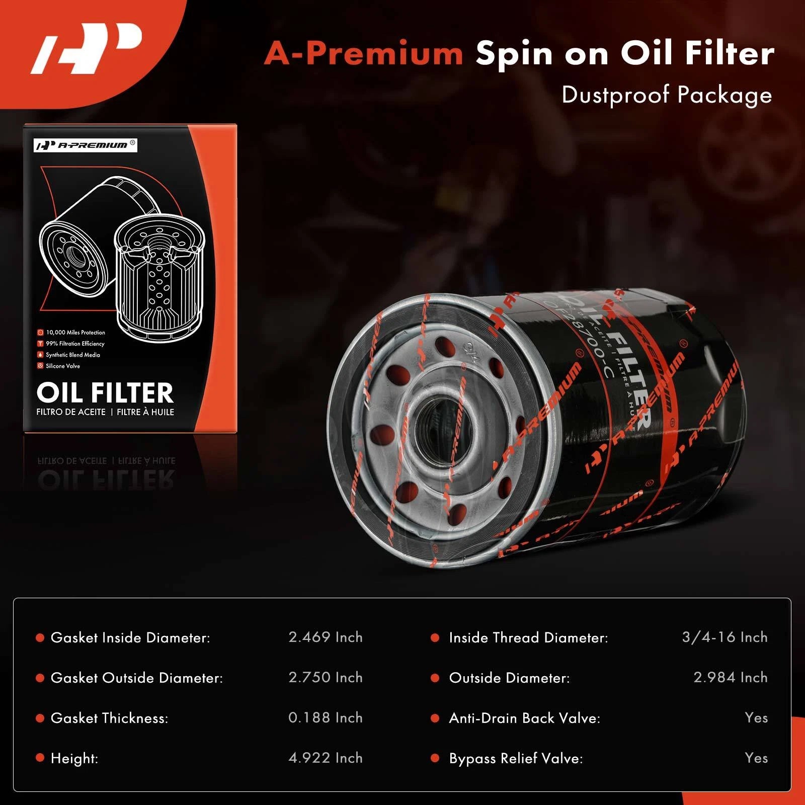 Engine Oil Filter for Volkswagen Jetta (1980–2005, 2011–2015 BMW 325i)