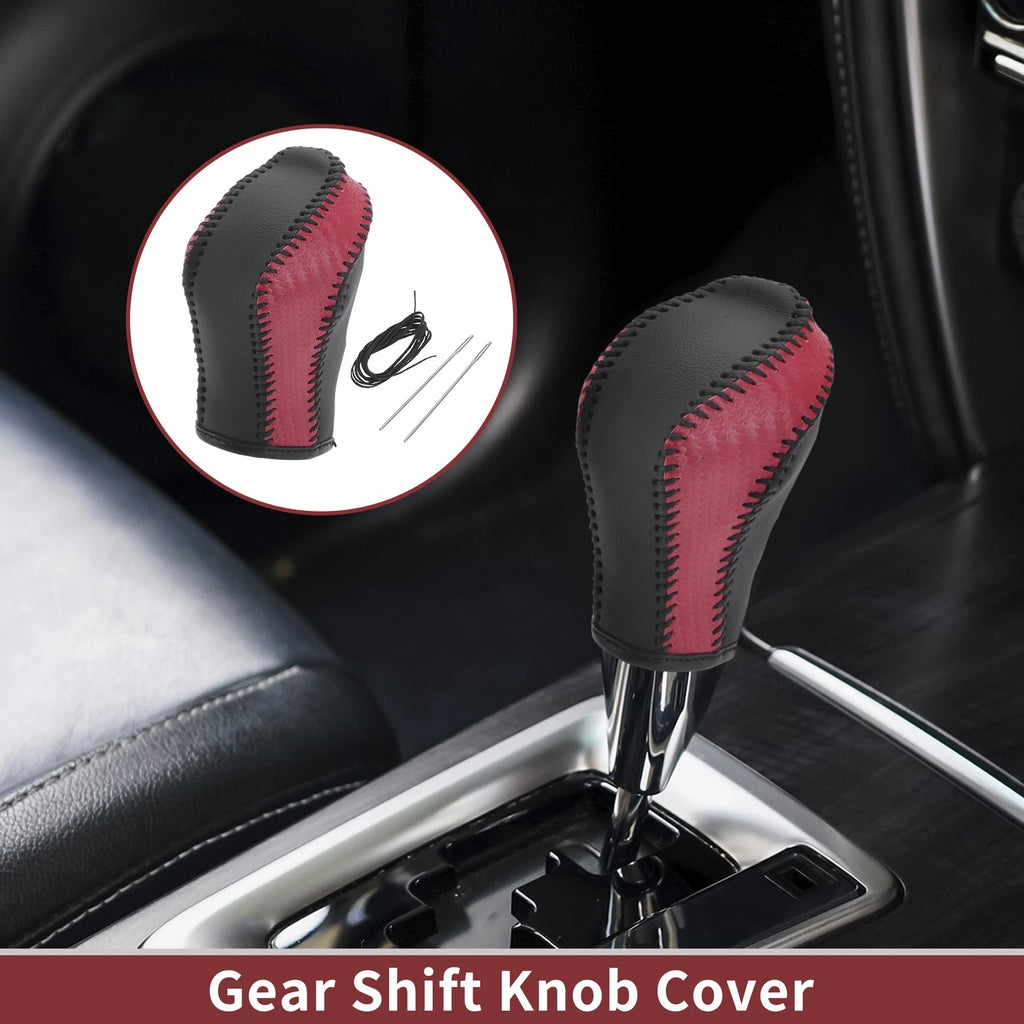 Gear Shift Knob Cover for Nissan Maxima (1 Pc, Black Red Faux Leather)