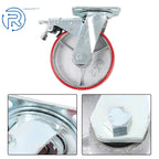 Set of 4 Red PU 6-Inch Casters for Universal Use (360° Rotation)