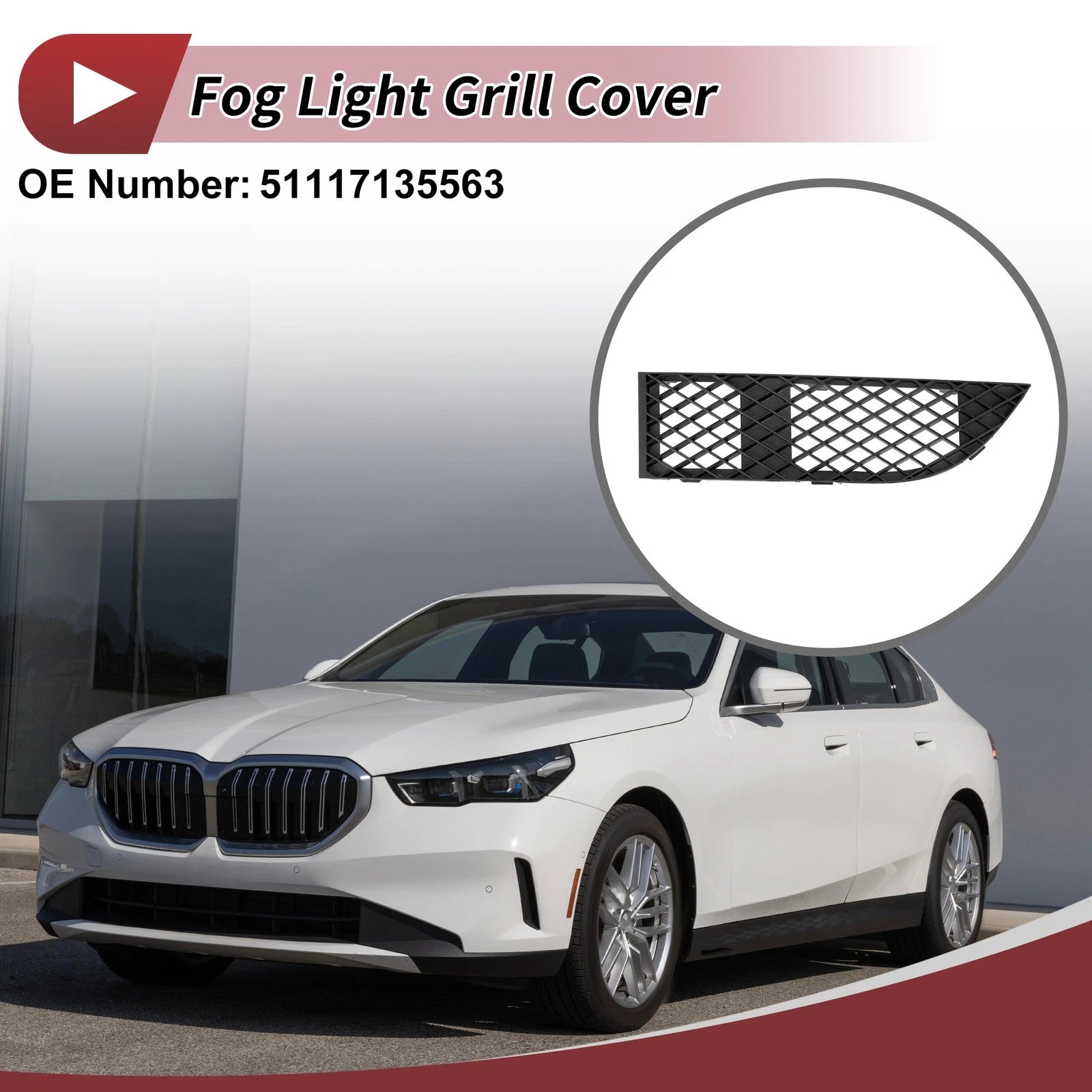 1 Pc Fog Light Grill for BMW 750Li (2006–2008) No. 51117135563 Black