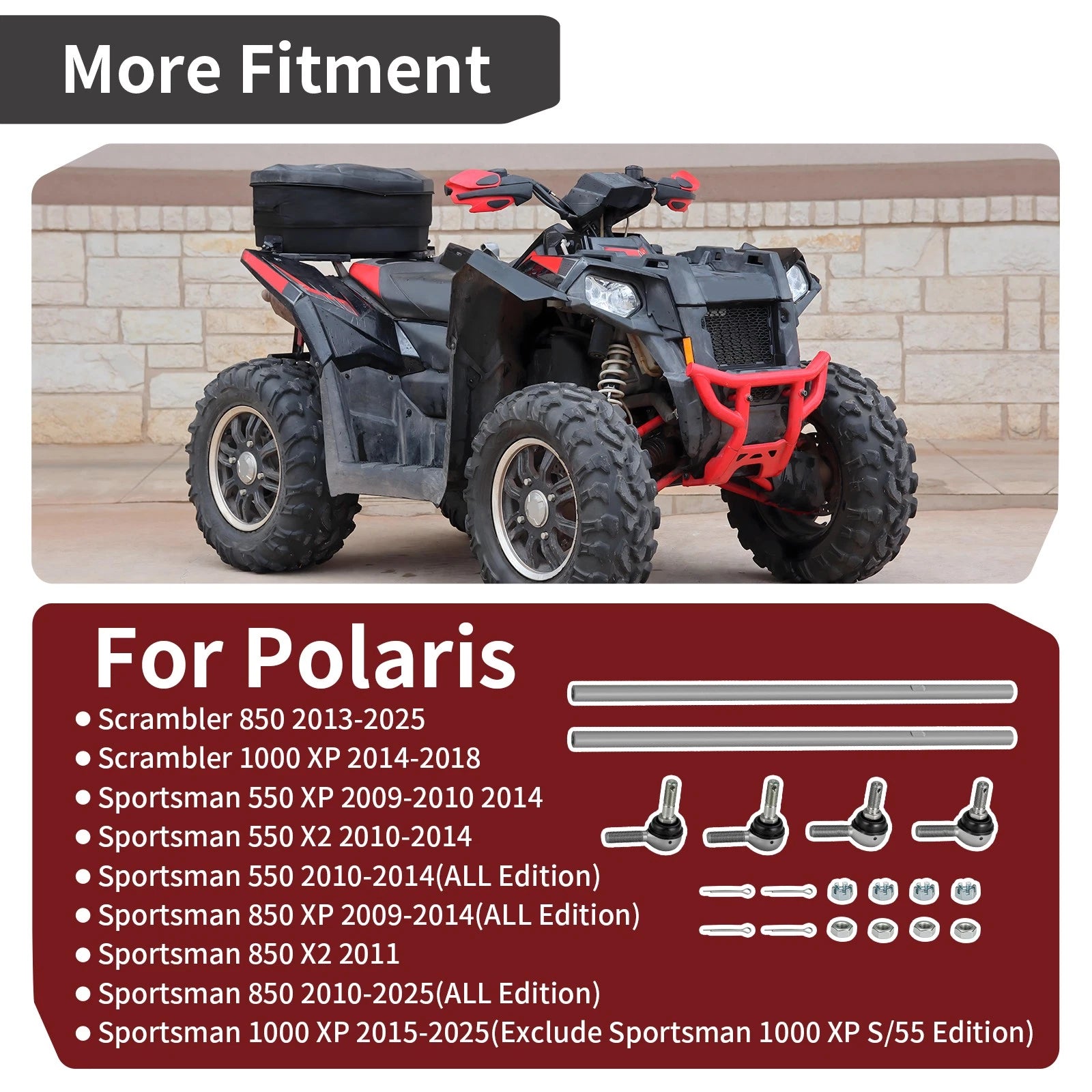 2 Tie Rods with Ends Kit for Polaris Sportsman X2 550 (2010–2014)