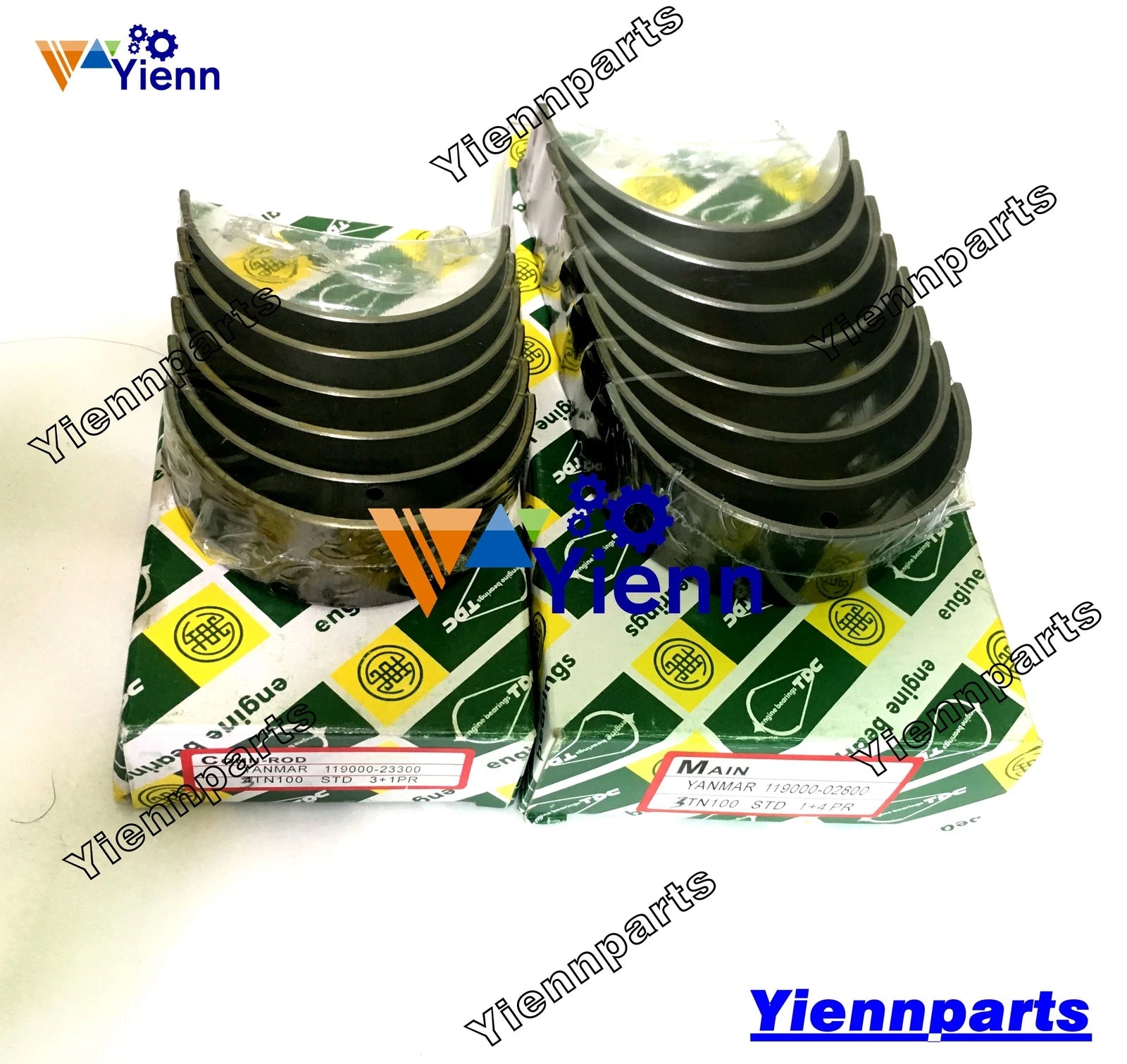 Set of 4 Crankshaft Main Conrod Bearings for Yanmar Engine (3TN100, 3TN100E, 3TN100L)