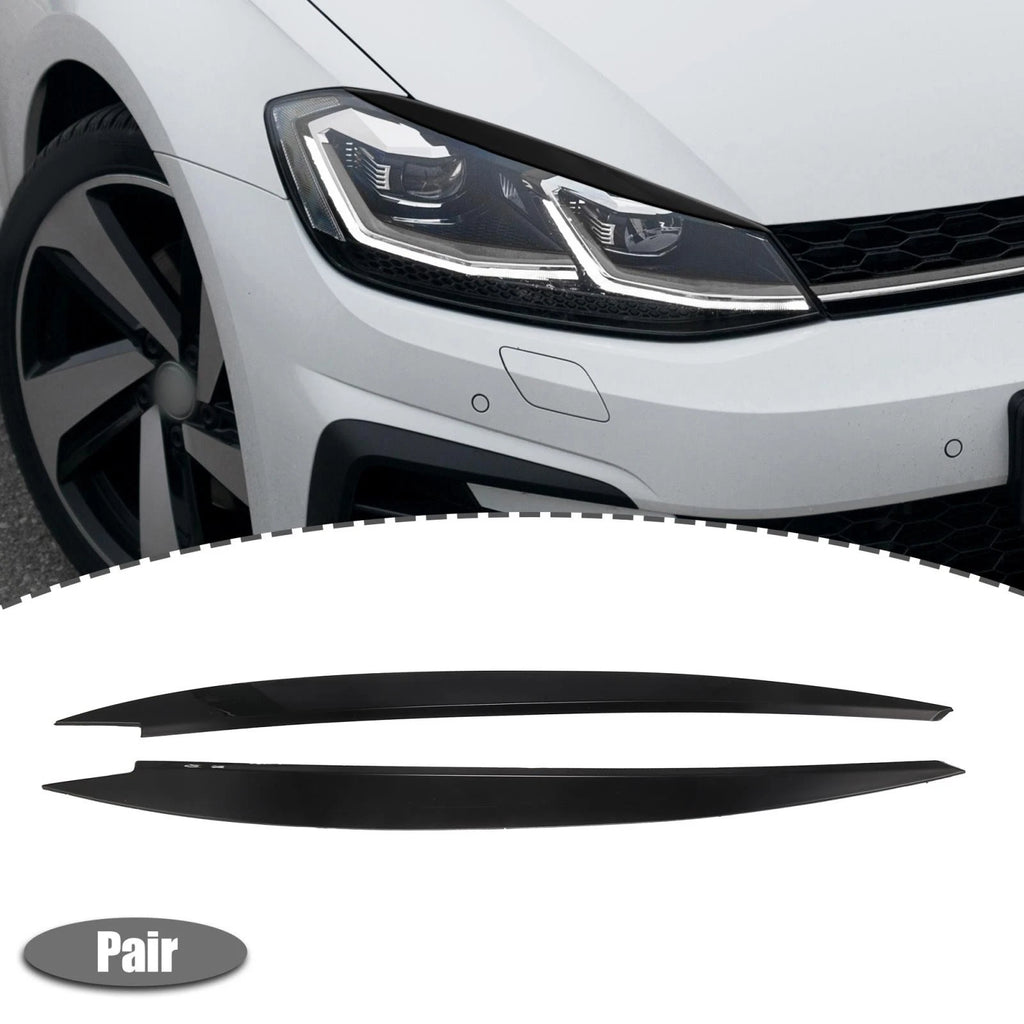 1 Pair ABS Headlight Eyebrow Cover Sticker for Volkswagen Golf (2013–2018) Black