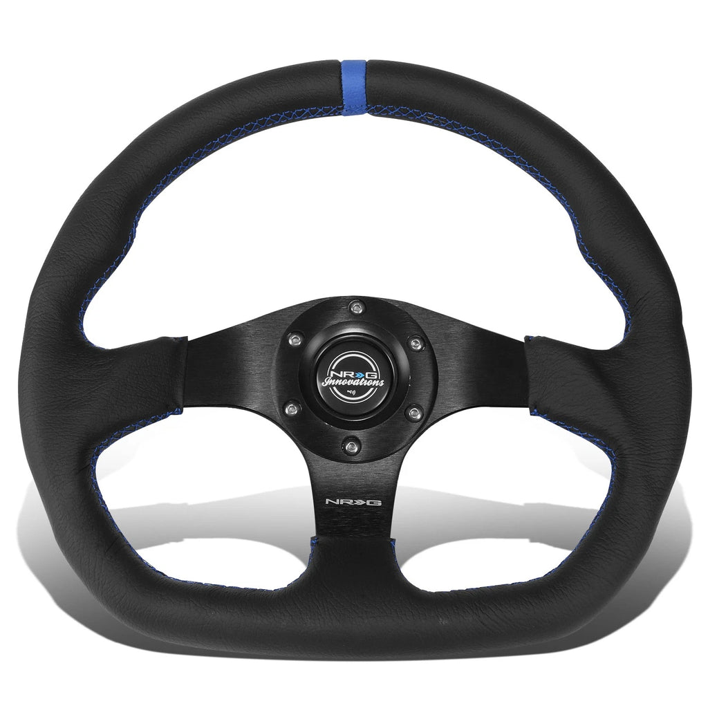 NRG 320mm Flat Bottom Leather Steering Wheel for RST-024MB-R-BL (Fits Various)