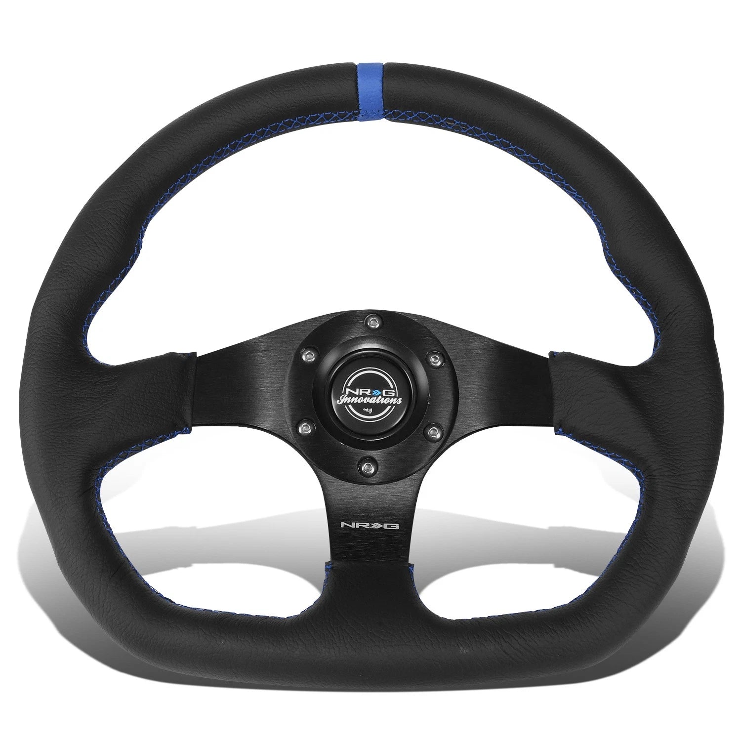 NRG 320mm Flat Bottom Leather Steering Wheel for RST-024MB-R-BL (Fits Various)