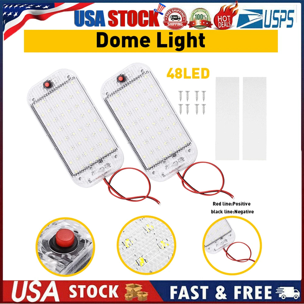 2X LED Ceiling Lights for RV Camper Trailer Boat (12V 24V)