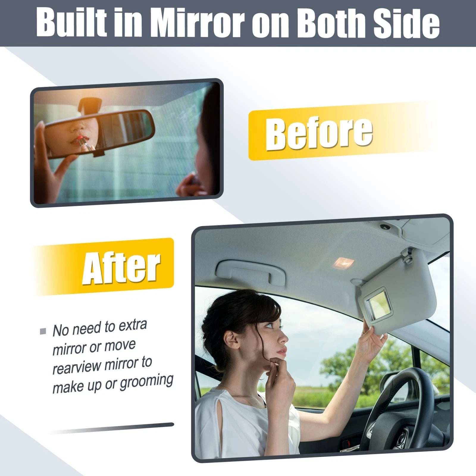2pcs Sun Visor Assembly Kit for Toyota Camry (74320-06780-E0) Gray