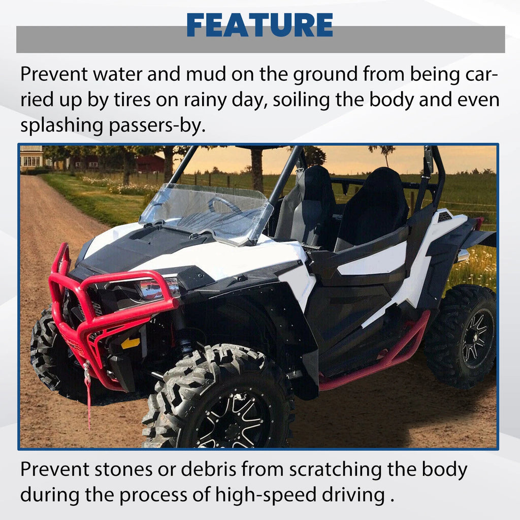 4X Extended Fender Flares Mud Flap for Polaris RZR S 900/4 900/S 1000 (2015–2020)