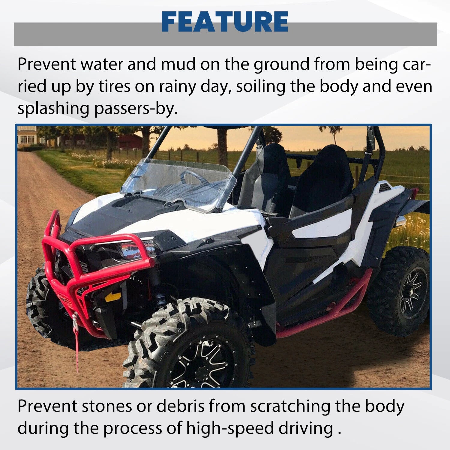 4X Extended Fender Flares Mud Flap for Polaris RZR S 900/4 900/S 1000 (2015–2020)
