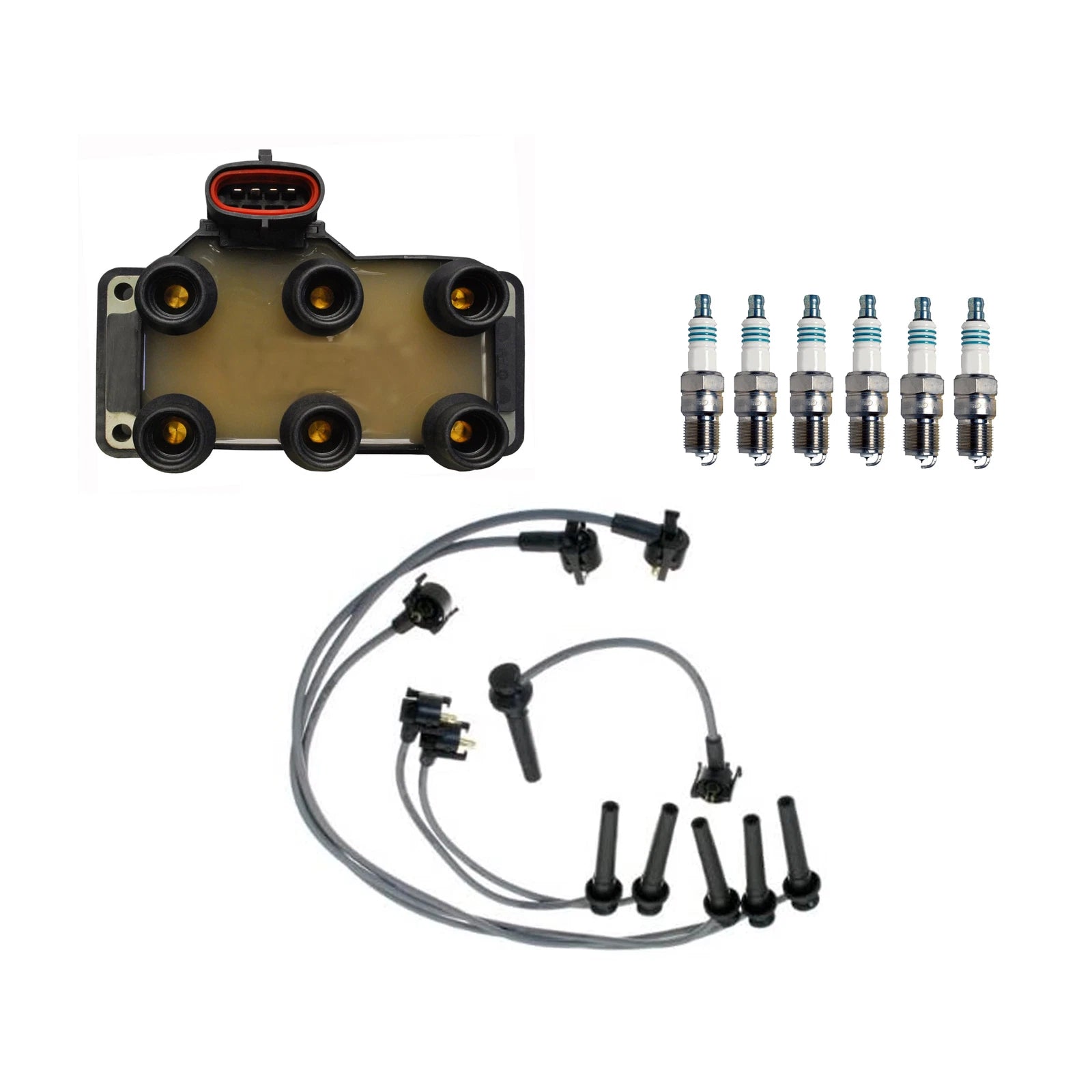 Set of 6 Denso Ignition Coil Wire & Iridium Power Spark Plugs for Ford Mazda (2000–2023)