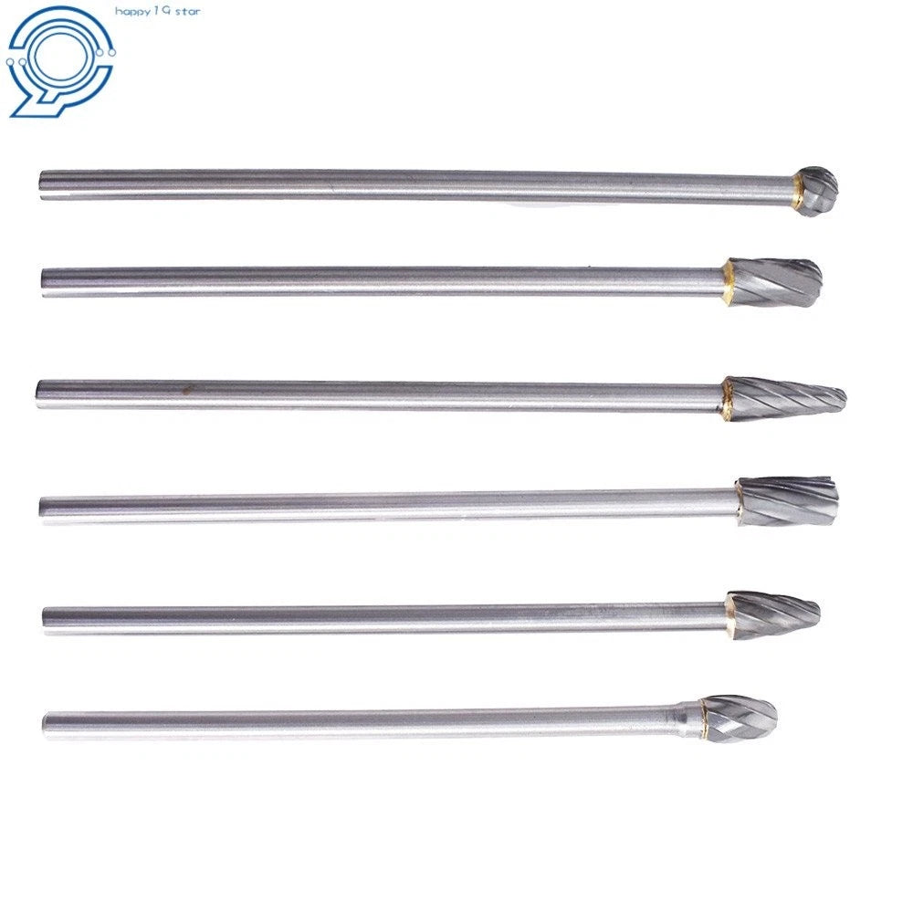 6X Rotary Aluminum 10mm Cut Burrs for Long Reach Carbide Burs 1/4" Shank