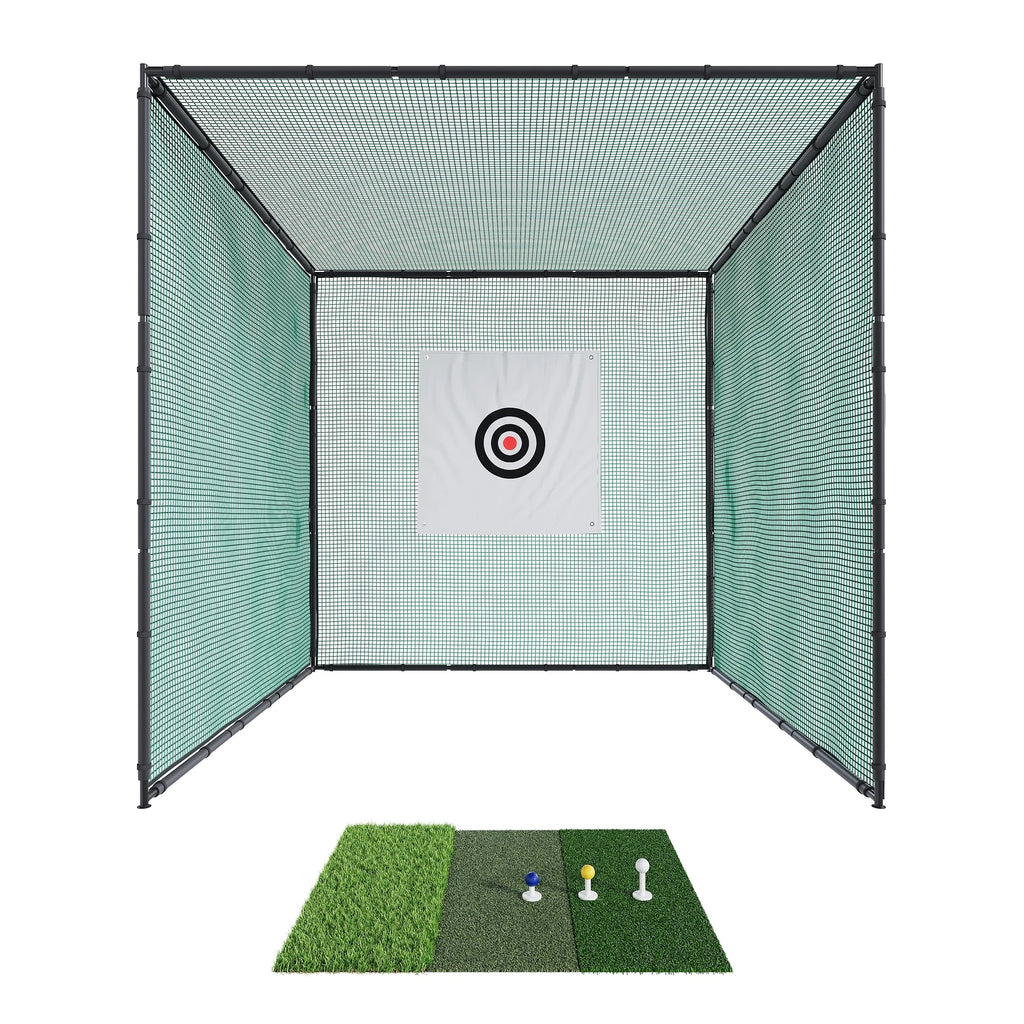 10x10ft Black Steel Golf Cage Net for Hitting Practice