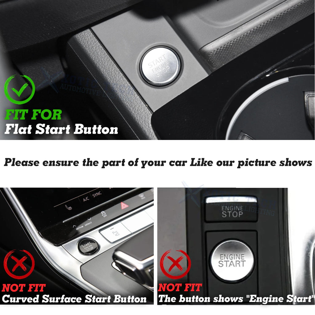 Aluminum Engine Start + Black Cigarette Lighter Button Trim for Audi A4 S4 (2010-2016)