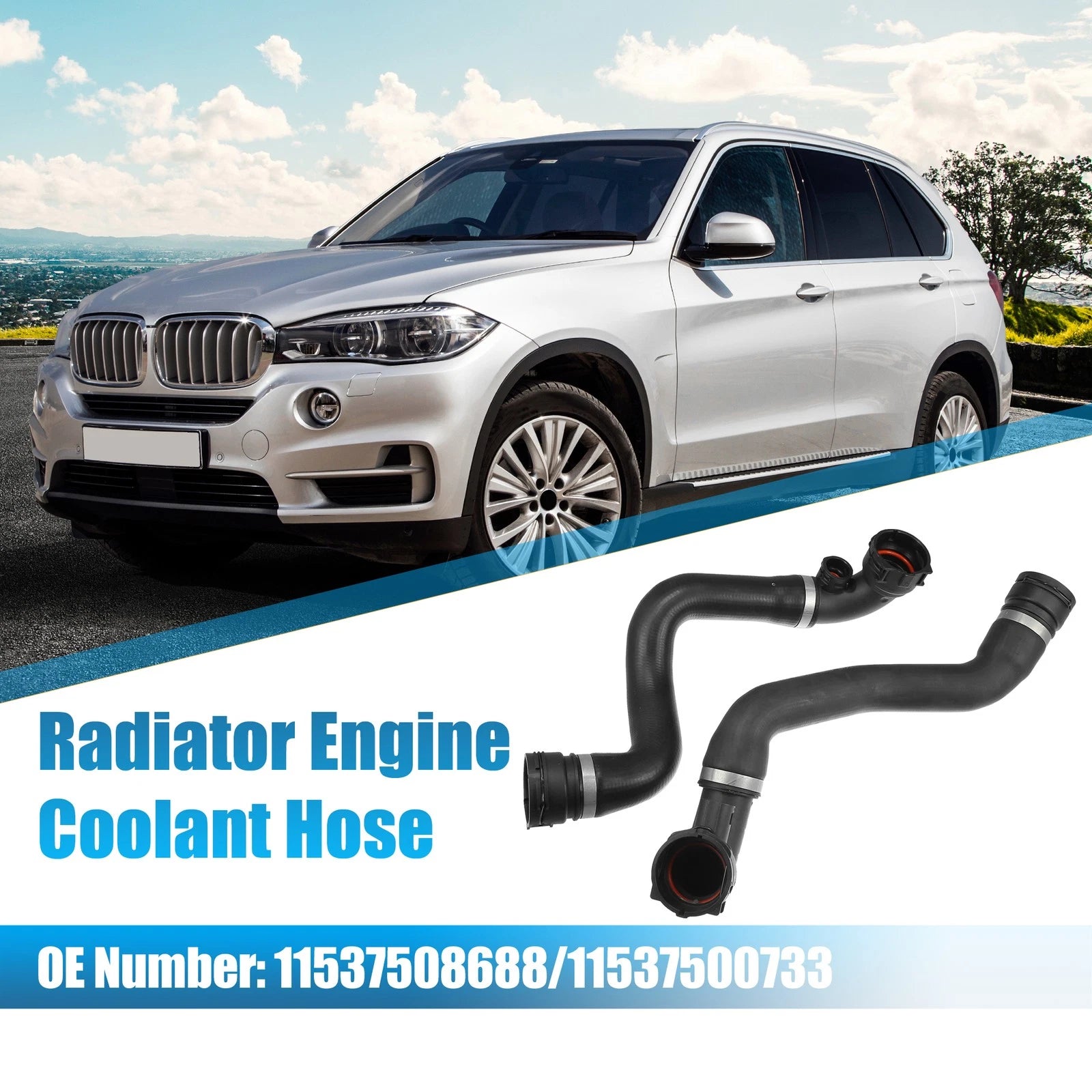 Set of 2 Upper and Lower Radiator Coolant Water Hoses for BMW X5 (2000–2006) No.11537508688