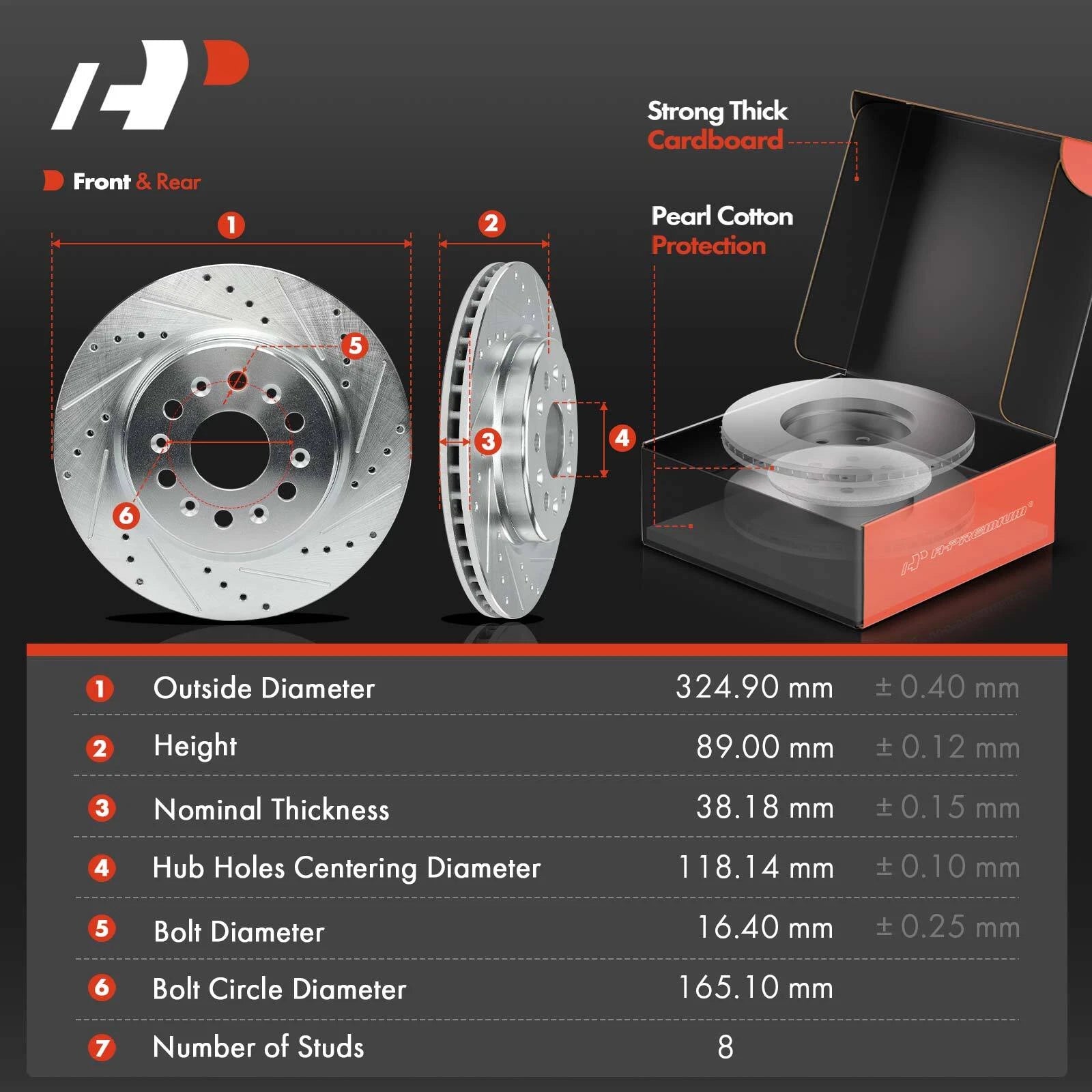 Drilled Brake Rotors & Ceramic Pads for Buick Enclave XT5 (2018–2023)