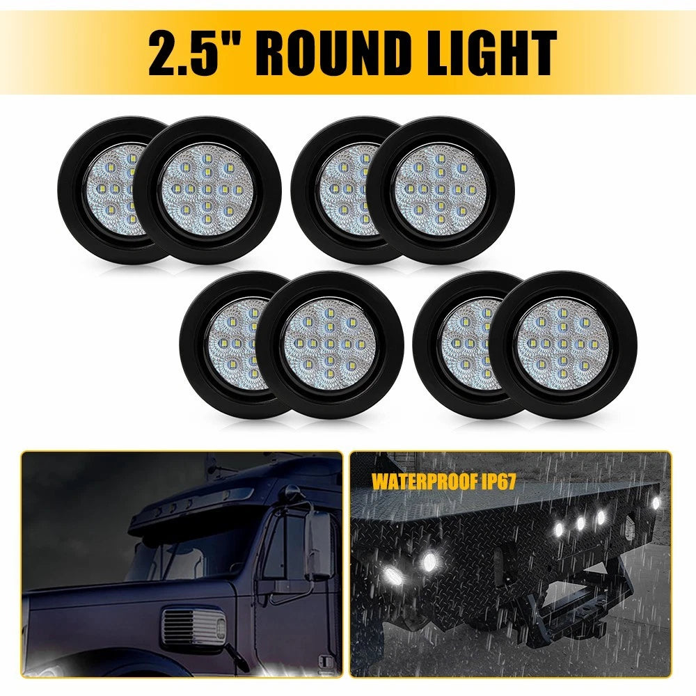 Set of 4 White DOT LED Marker Lamps for Pickup UTV (12V-24V)