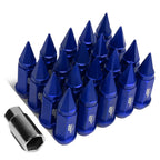20 Pcs J2 7075 Forged Aluminum M12x1.5 Spiky Cap Lug Nuts w/Adapter Blue