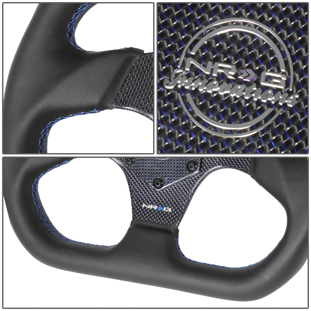 320mm Flat Dish Steering Wheel for NRG 3-Spoke (Suede, Blue Stripe)